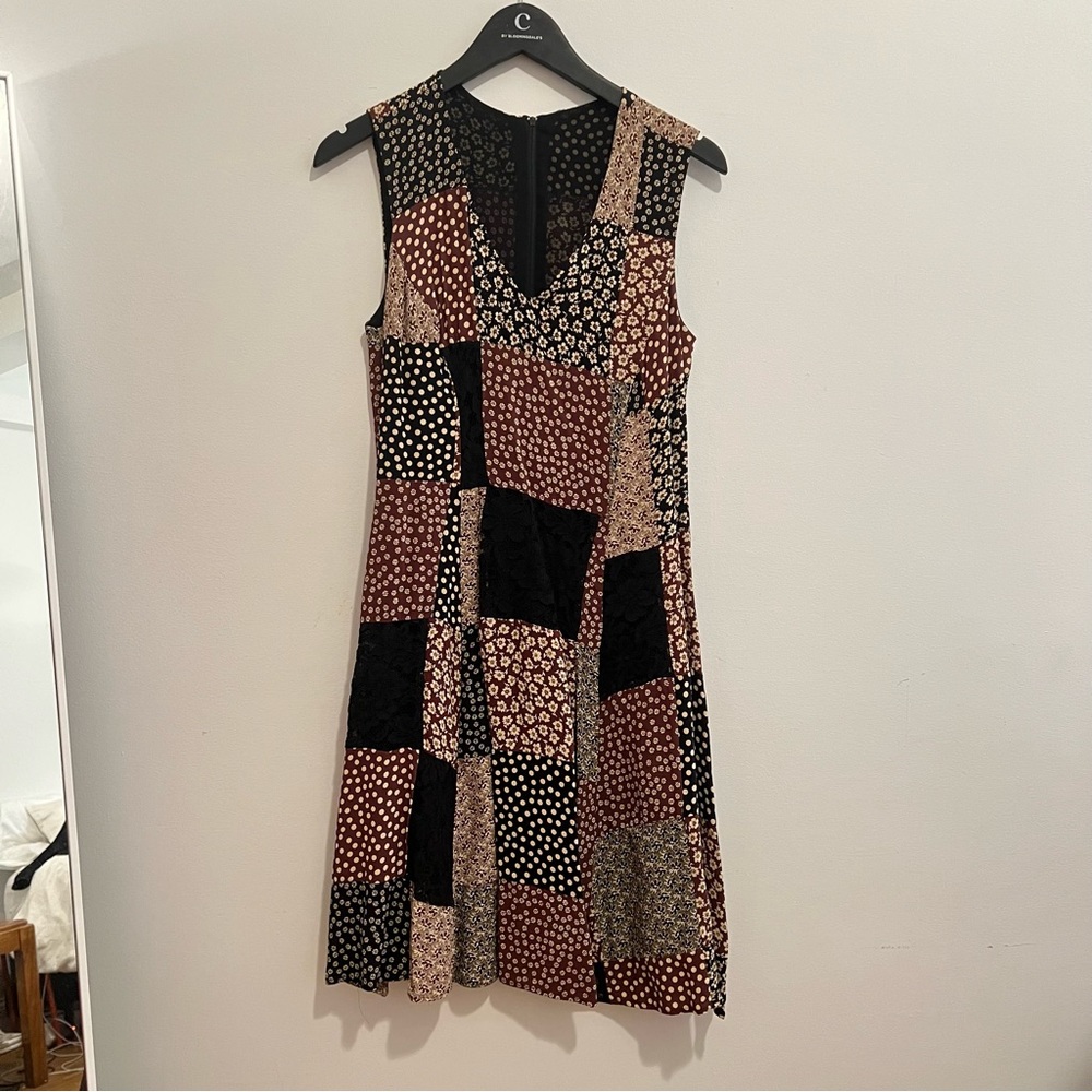 Vintage Brown Patchwork Dress